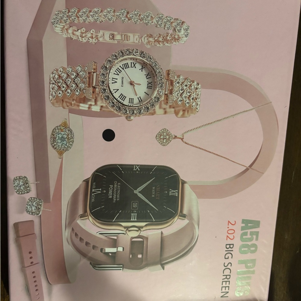 Rose Gold Watch and Jewelry Set